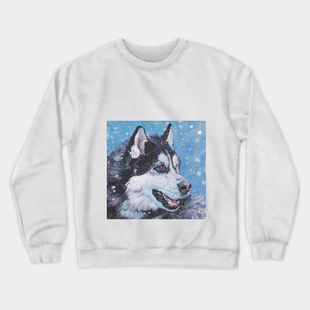 Siberian Husky Fine Art Painting Crewneck Sweatshirt by LASHEPARD